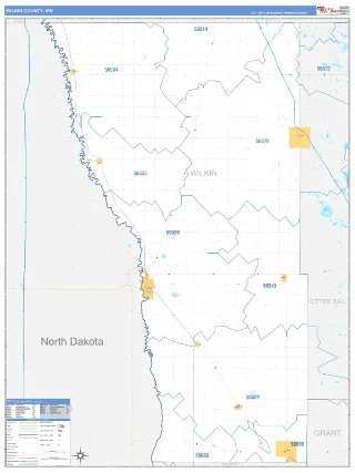 Wilkin County, MN Business Reference style ZIP Code wall map