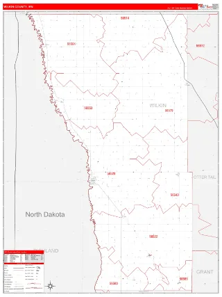 Wilkin County, MN RedLine style ZIP Code wall map