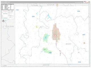 Adair County, MO Classic style ZIP Code wall map
