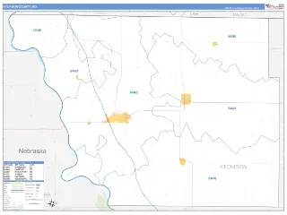 Atchison County, MO Business Reference style ZIP Code wall map