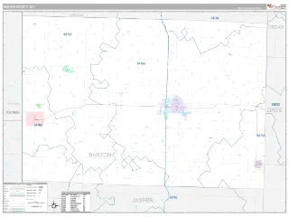 Barton County, MO Classic style ZIP Code wall map