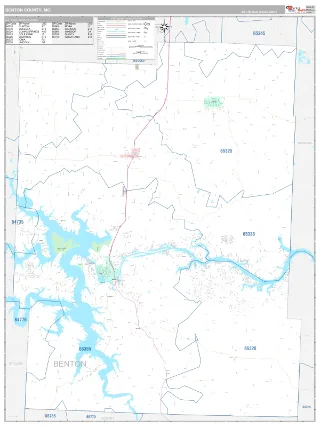 Benton County, MO Classic style ZIP Code wall map