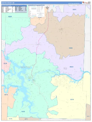 Benton County, MO ColorCast style ZIP Code wall map