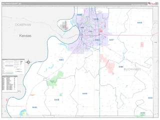 Buchanan County, MO Classic style ZIP Code wall map