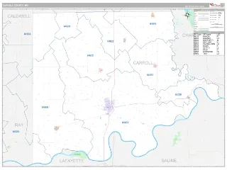 Carroll County, MO Classic style ZIP Code wall map