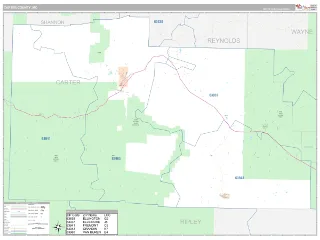 Carter County, MO Classic style ZIP Code wall map