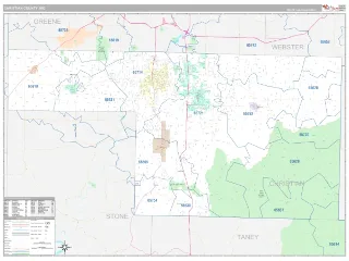 Christian County, MO Classic style ZIP Code wall map