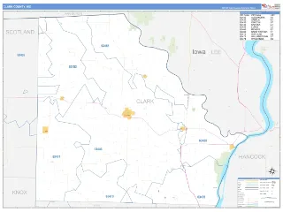 Clark County, MO Business Reference style ZIP Code wall map