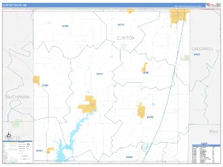 Clinton County, MO Business Reference style ZIP Code wall map