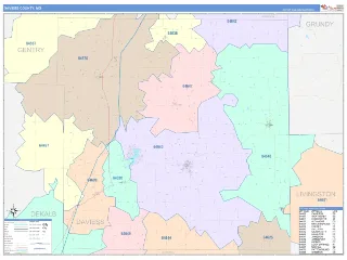 Daviess County, MO ColorCast style ZIP Code wall map