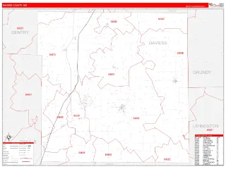Daviess County, MO RedLine style ZIP Code wall map