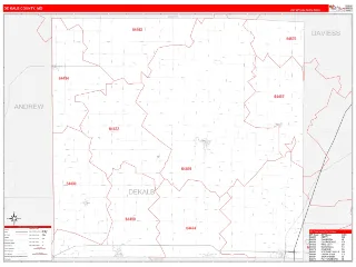 DeKalb County, MO RedLine style ZIP Code wall map