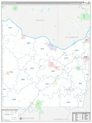 Franklin County, MO Classic style ZIP Code wall map