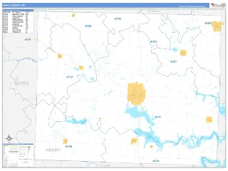 Henry County, MO Business Reference style ZIP Code wall map