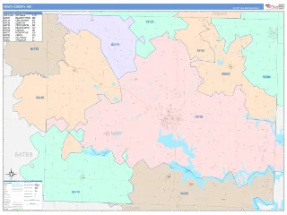 Henry County, MO ColorCast style ZIP Code wall map