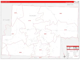 Hickory County, MO RedLine style ZIP Code wall map