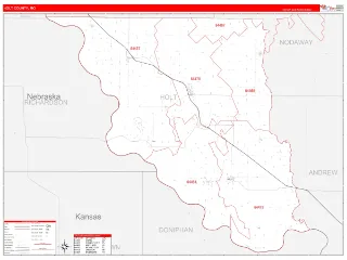 Holt County, MO RedLine style ZIP Code wall map
