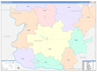 Howard County, MO ColorCast style ZIP Code wall map