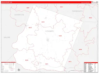 Howard County, MO RedLine style ZIP Code wall map
