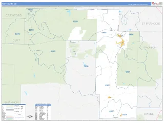 Iron County, MO Business Reference style ZIP Code wall map
