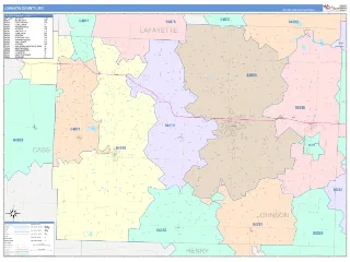 Johnson County, MO ColorCast style ZIP Code wall map