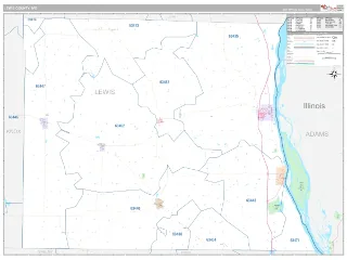 Lewis County, MO Classic style ZIP Code wall map