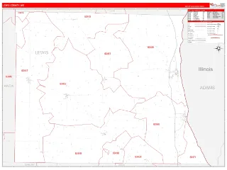 Lewis County, MO RedLine style ZIP Code wall map
