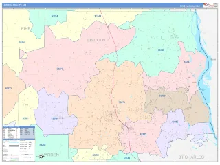 Lincoln County, MO ColorCast style ZIP Code wall map