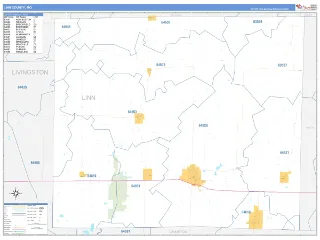 Linn County, MO Business Reference style ZIP Code wall map