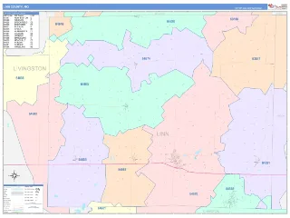 Linn County, MO ColorCast style ZIP Code wall map