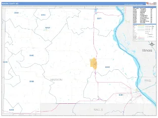 Marion County, MO Business Reference style ZIP Code wall map