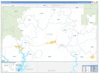 Ozark County, MO Business Reference style ZIP Code wall map