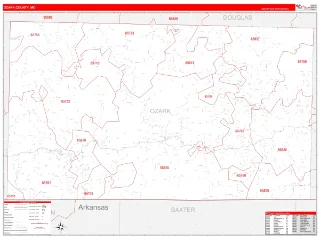 Ozark County, MO RedLine style ZIP Code wall map