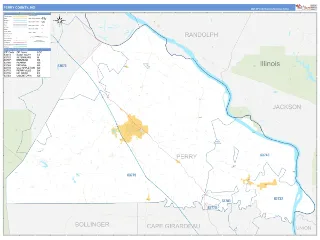 Perry County, MO Business Reference style ZIP Code wall map