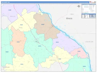 Pike County, MO ColorCast style ZIP Code wall map