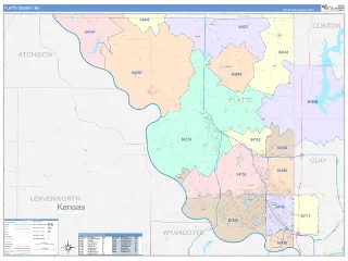 Platte County, MO ColorCast style ZIP Code wall map