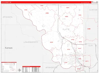 Platte County, MO RedLine style ZIP Code wall map