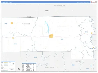 Putnam County, MO Business Reference style ZIP Code wall map