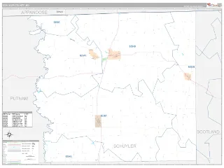 Schuyler County, MO Classic style ZIP Code wall map