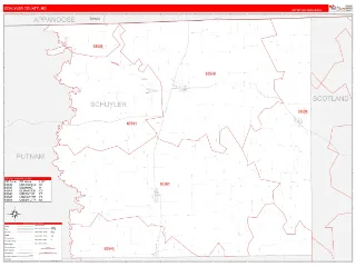 Schuyler County, MO RedLine style ZIP Code wall map