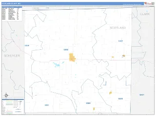 Scotland County, MO Business Reference style ZIP Code wall map