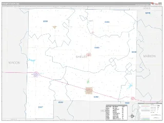 Shelby County, MO Classic style ZIP Code wall map