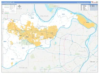 St. Charles County, MO Business Reference style ZIP Code wall map
