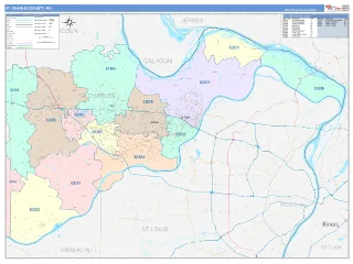 St. Charles County, MO ColorCast style ZIP Code wall map
