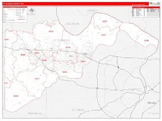 St. Charles County, MO RedLine style ZIP Code wall map