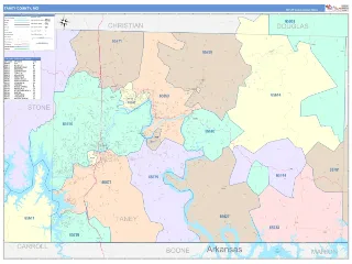 Taney County, MO ColorCast style ZIP Code wall map