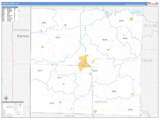 Vernon County, MO Business Reference style ZIP Code wall map