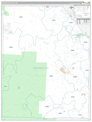 Washington County, MO Classic style ZIP Code wall map