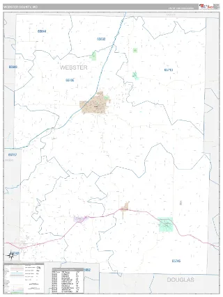 Webster County, MO Classic style ZIP Code wall map