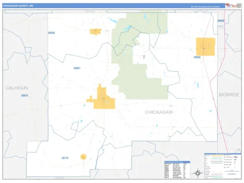 Chickasaw County, MS map